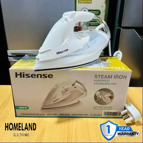 HISENSE H28SIWES1 SteamCare Pro 2800W Steam Iron – Ceramic XL Soleplate, 250g/min Steam Boost & Anti-Drip
