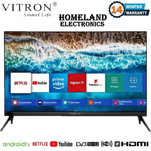 VITRON 32 INCH Smart Android TV 16 Digital QLED TV BLUETOOTH ENABLED HTC3288QS FRAMELESS Inbuilt Decoder Inbuilt WIFI Netflix YouTube App store 2*USB 3*HDMI Ports ICAST VITRON TV Vitron32+8 FREE GIFTS (Copy)