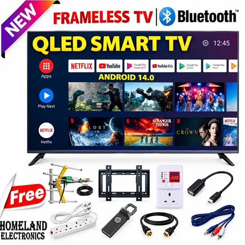 VITRON 32 INCH Smart Android TV 16 Digital QLED TV BLUETOOTH ENABLED HTC3288QS FRAMELESS Inbuilt Decoder Inbuilt WIFI Netflix YouTube App store 2*USB 3*HDMI Ports ICAST VITRON TV Vitron32+8 FREE GIFTS (Copy)