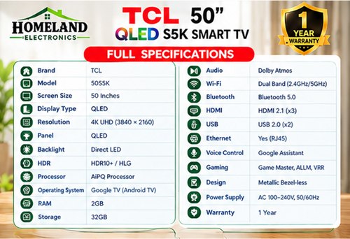 Transform Your Viewing Experience with the TCL 50 Inch QLED Google TV