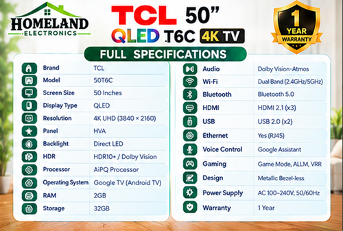 Unleash Your Home Entertainment with the TCL 50" QLED Smart TV