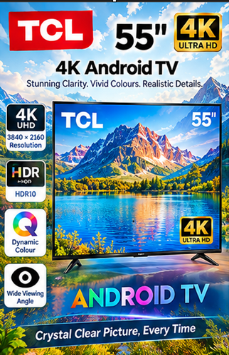 TCL 55 Inch 4K Google TV – HDR, Dolby Audio & Voice Control