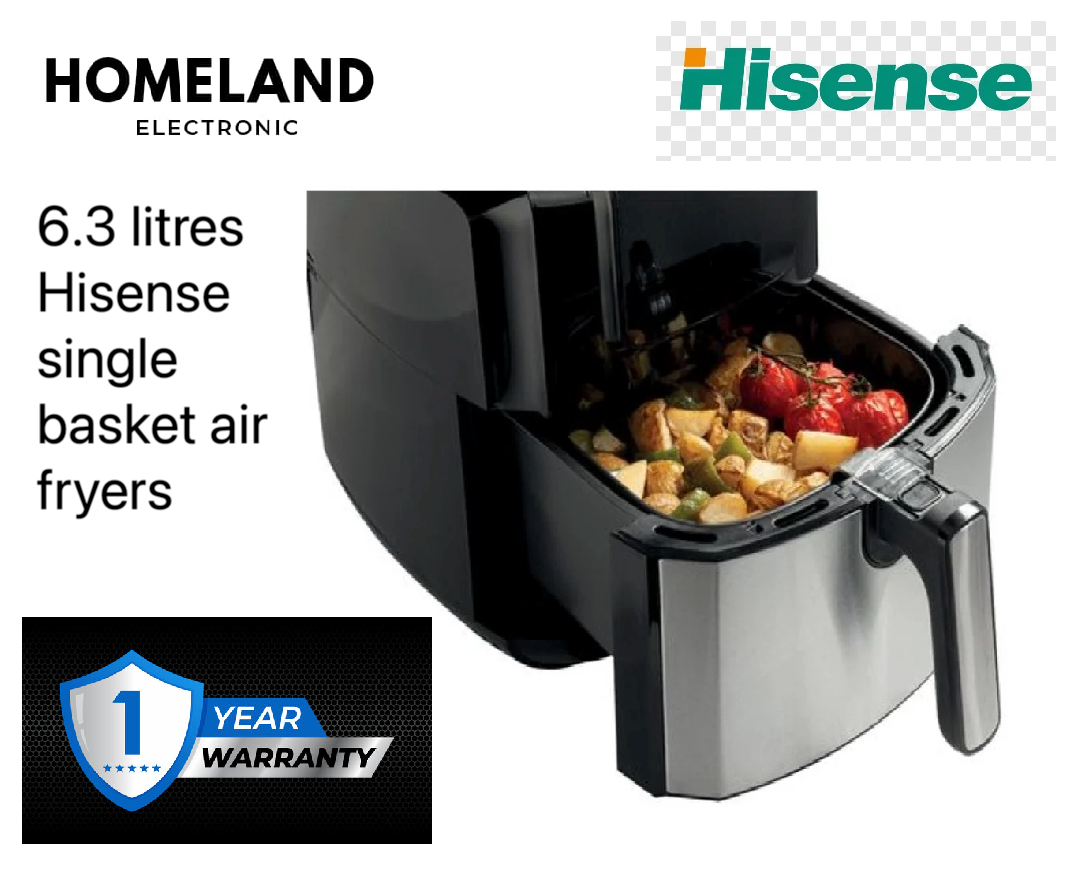 HISENSE 6.3 LITRES TOUCH CONTROL AIR FYER,8 PRESET MENU 1 YEARS WARRANTY