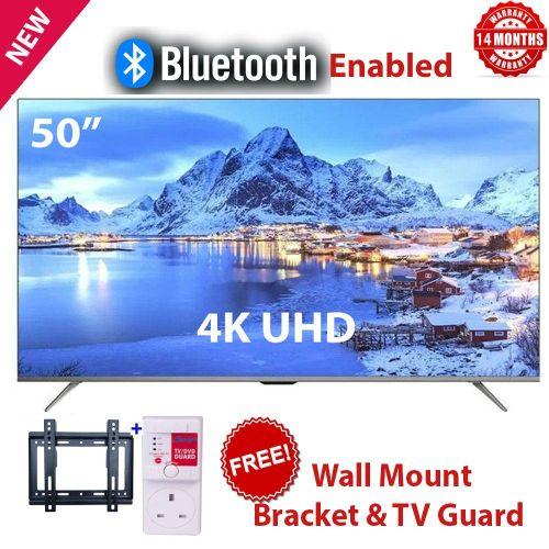 50" Inch 4K UHD Frameless Smart Android TV Inbuilt Decoder Television Netflix and YouTube +FREE TV Guard+Bracket and One Year Warranty