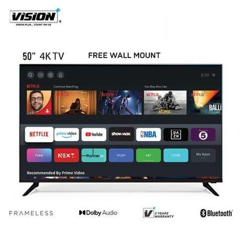 50" Inch Frameless 4K Bluetooth VIDAA OS TV Bluetooth SMART CONTENT Television Netflix, Youtube Bluetooth Television with One Year Warranty