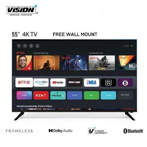 55" inch 4K Frameless V+ OS VIDAA Smart Bluetooth TV Inbuilt Decoder HDR10 Dolby Audio Netflix Youtube Television with One Year Warranty