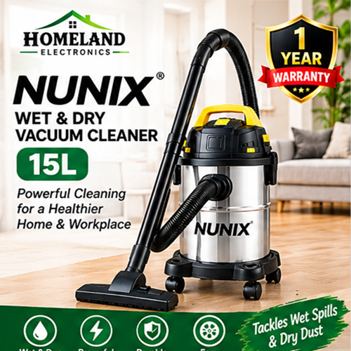15L Wet & Dry Vacuum Cleaner – 1200W Powerful Suction, Stainless Steel Tank,