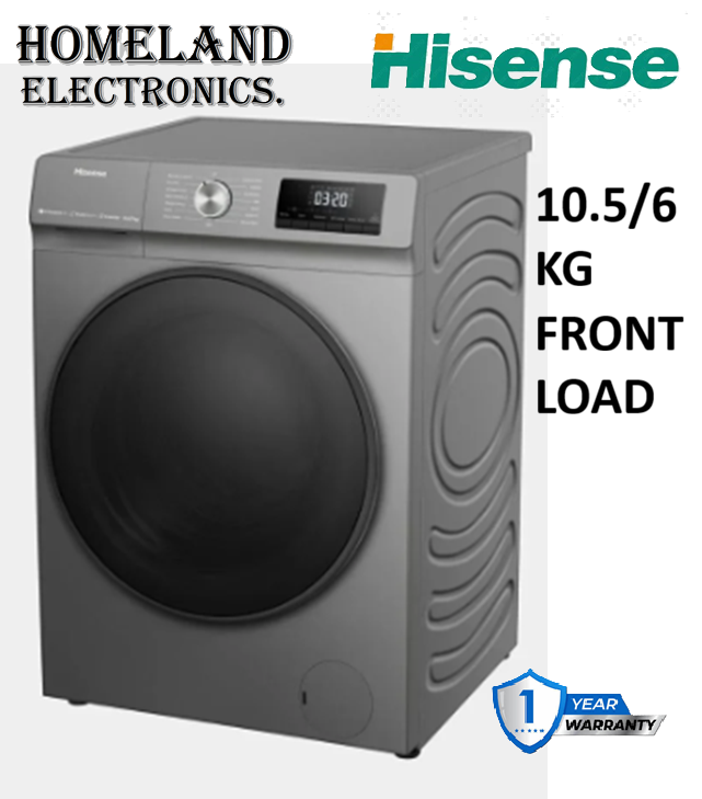 10.5/6KG Front Load Wash & Dry Washing Machine,Advanced inverter motor, Multiple wash + dry programs, Quick wash + quick dry, LED digital display,Child lock safety feature, 1 YEAR WARRANTY.