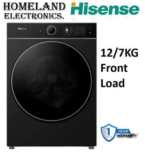 12Kg Wash & 7 kg Dry Front Load Washing Machine, quick wash and a steam refresh option, auto dosing function, water-proof & rust proof full plastic body new box type lint 1 year warranty.