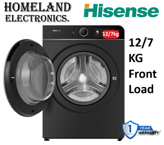12Kg Wash & 7 kg Dry Front Load Washing Machine, quick wash and a steam refresh option, auto dosing function, water-proof & rust proof full plastic body new box type lint 1 year warranty.