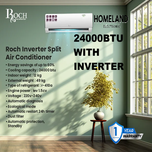 Inverter Split Air Conditioner 24000 BTU (RAC-Series),Energy-efficient, maintains consistent cooling while reducing electricity bills.R-410A (eco-friendly, efficient cooling).1 YEAR WARRANTY.