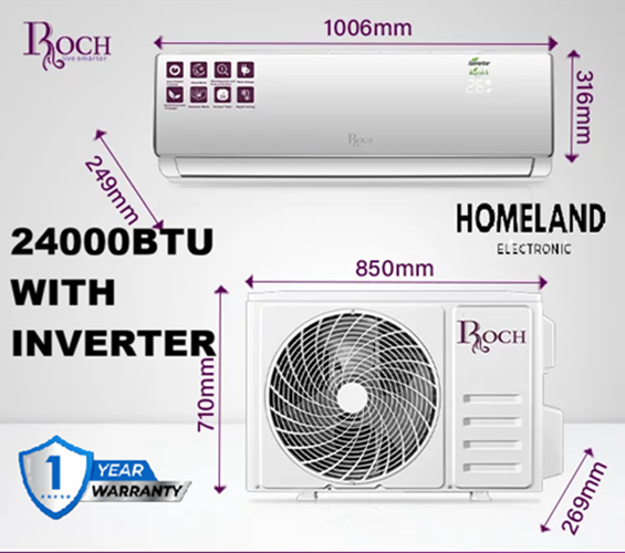 Inverter Split Air Conditioner 24000 BTU (RAC-Series),Energy-efficient, maintains consistent cooling while reducing electricity bills.R-410A (eco-friendly, efficient cooling).1 YEAR WARRANTY.