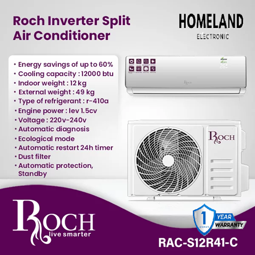 Inverter Split Air Conditioner 12000 BTU (RAC-Series),Wall Mounted Split AC, Quiet Cooling, Remote Control, 1 Year Warranty.