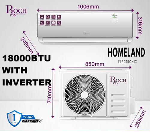 Invertr Split Air Conditioner 18000 BTU (RAC-Series)Energy-efficient, maintains consistent cooling while reducing electricity bills.R-410A (eco-friendly, efficient cooling).1 YEAR WARRANTY.