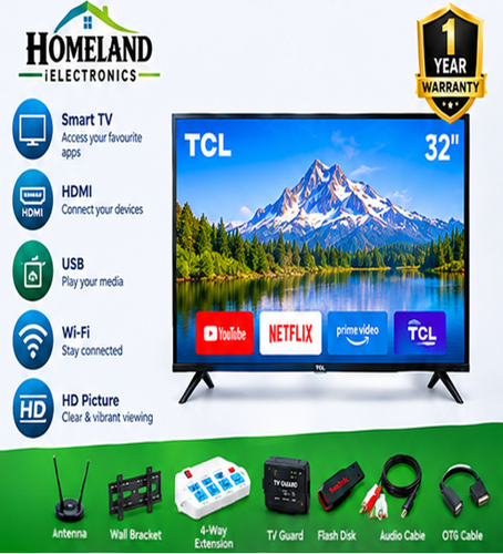 32 INCH Smart TV Full HD Smart Entertainment  Wi-Fi + Bluetooth, HDMI & USB.  1 Year Warranty + FREE Gift Bundle