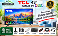 43" Inch QLED FRAMELESS-BLUETOOTH TV,FUL HD-Smart & Digital ANDROID/GOOGLE TELEVISION,DOLBY AUDIO-NETFLIX-YOUTUBE-2026 MODEL+4 FREE GIFTS 1 YEAR WARRANTY.