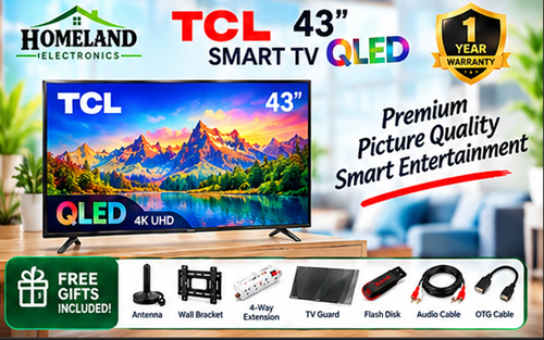 43" Inch QLED FRAMELESS-BLUETOOTH TV,FUL HD-Smart & Digital ANDROID/GOOGLE TELEVISION,DOLBY AUDIO-NETFLIX-YOUTUBE-2026 MODEL+4 FREE GIFTS 1 YEAR WARRANTY.