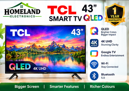 43" Inch QLED FRAMELESS-BLUETOOTH TV,FUL HD-Smart & Digital ANDROID/GOOGLE TELEVISION,DOLBY AUDIO-NETFLIX-YOUTUBE-2026 MODEL+4 FREE GIFTS 1 YEAR WARRANTY.