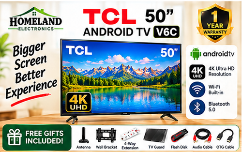 50" V6C 4K UHD Smart Google TV, HDR10+, Dolby Vision, AiPQ Processor, HVA Panel, Dolby Atmos, HDMI 2.1, Wi-Fi, Bluetooth 5.2, 2GB RAM + 16GB Storage, 1 Year Warranty
