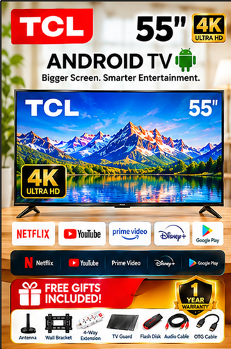 55" 4K UHD Smart Android/Google TV, HDR, Dolby Audio, Google Assistant, Wi-Fi + Bluetooth, HDMI + USB, 4K Ultra HD, 1 Year Warranty