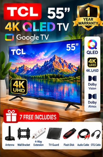 55T6D 55 Inch Premium QLED Smart Google TV 2026 Model – 4K UHD HDR Display, Dolby Vision & Dolby Atmos, Wi-Fi & Bluetooth, Frameless Slim Design, Streaming Apps – 1 Year Warranty