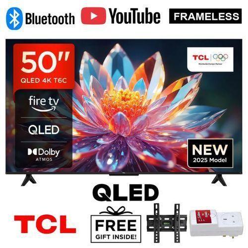 50" T6C QLED 4K UHD Smart Google TV, 4K HDR, Dolby Vision + Dolby Atmos, AiPQ Processor, 120Hz Game Accelerator, Google Assistant, Wi-Fi 5 + Bluetooth, HDMI 2.1, 2GB RAM + 16GB Storage