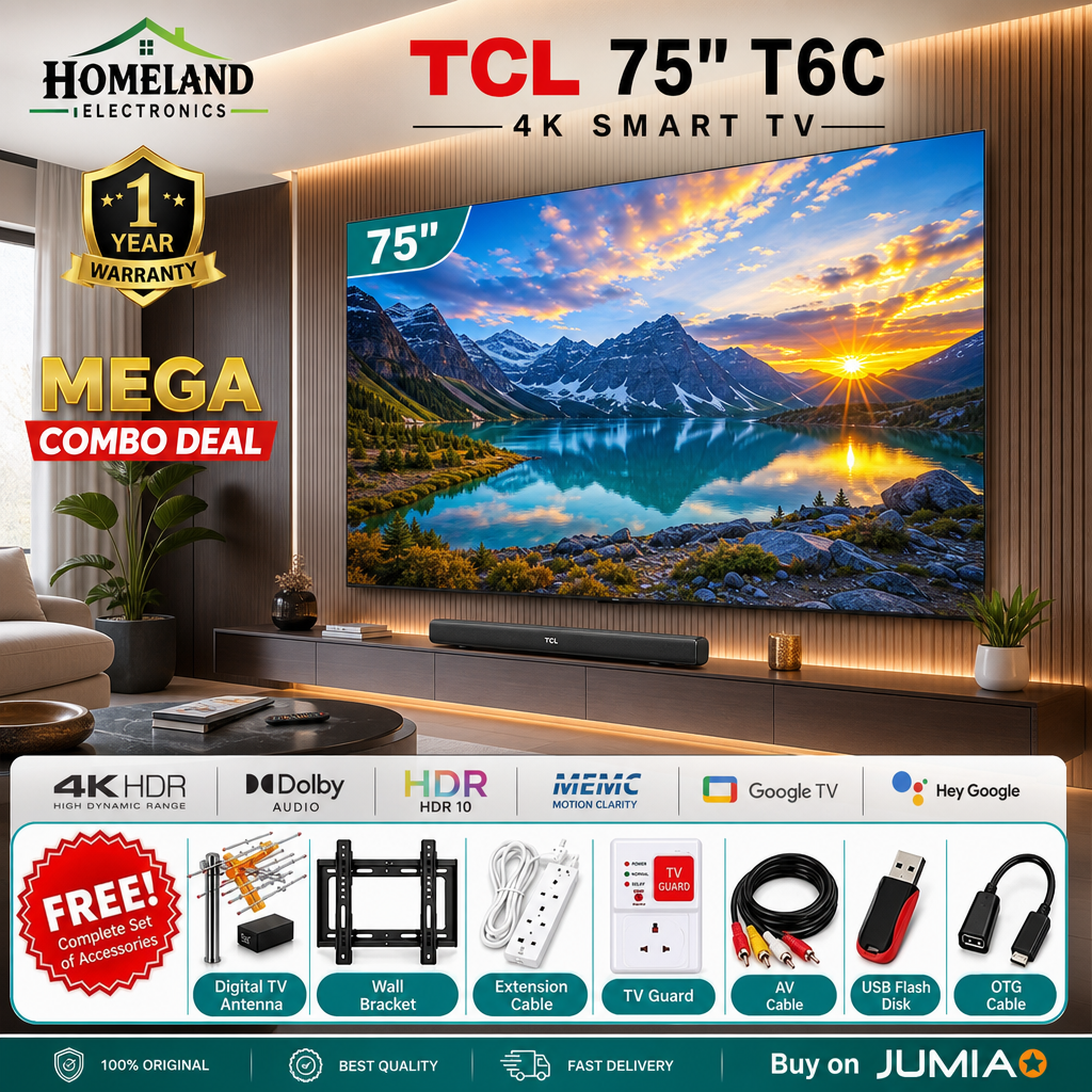 75 INCH T6C QLED 4K Google TV (2025 Model) – 75T6C + FREE GIFTS 1yr warranty.