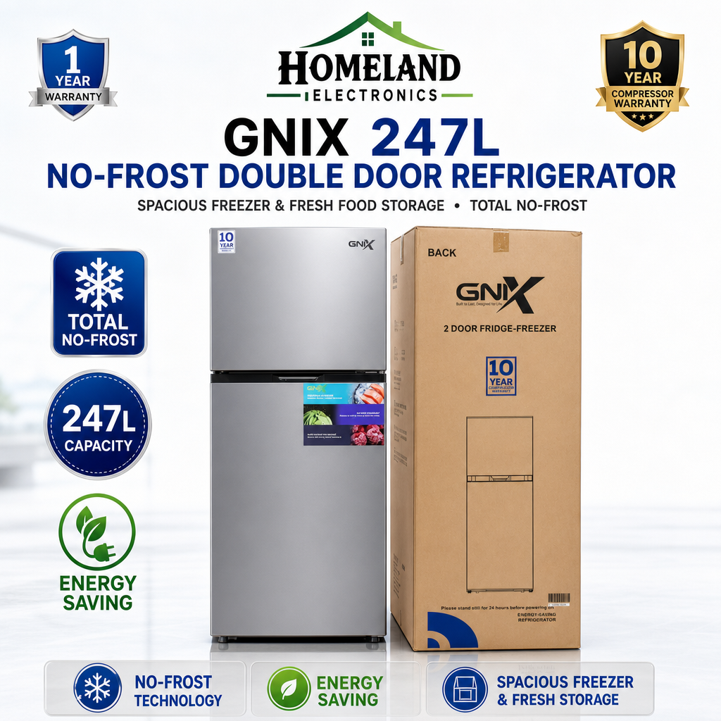 FR-277-NF 247L No-Frost Double Door Refrigerator – Spacious Freezer & Fresh Food Storage