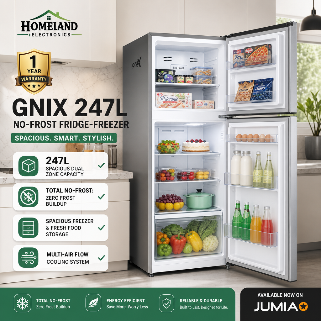 FR-277-NF 247L No-Frost Double Door Refrigerator – Spacious Freezer & Fresh Food Storage