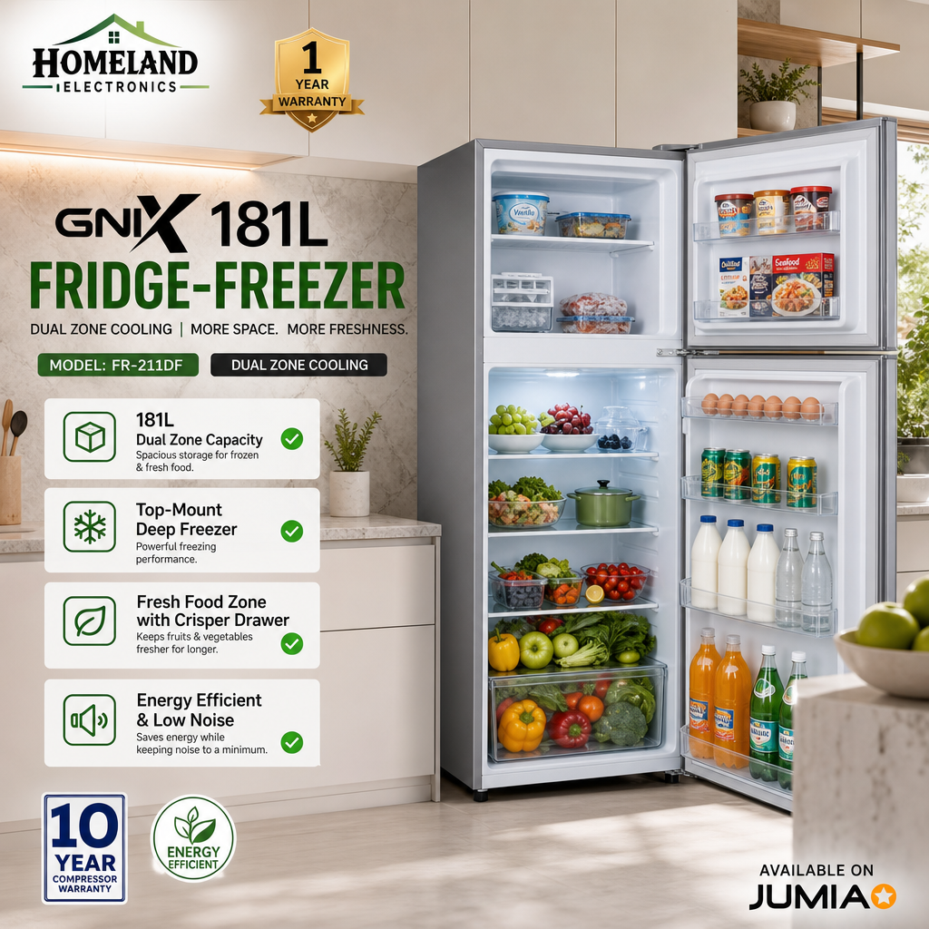 FR-211DF 181L Double Door Refrigerator – Spacious Freezer, Fresh Food Storage & Modern Design