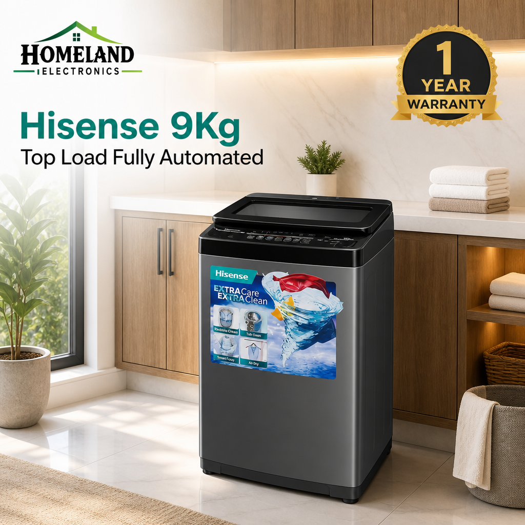 HISENSE WT3K9022UB 9KG Top Load Fully Automatic Washing Machine – Stainless Steel Drum, Smart Wash & Tub Clean
